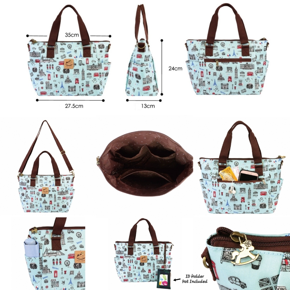 Waterproof Cat Shoulder Crossbody Convertible Handbag W/ ID Badge Clip - Picture 2 of 10